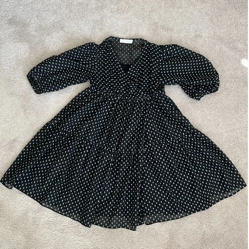 ZARA Black And Silver Sparkle Metallic Dot Mini Dress Girls Size 13-14 Years